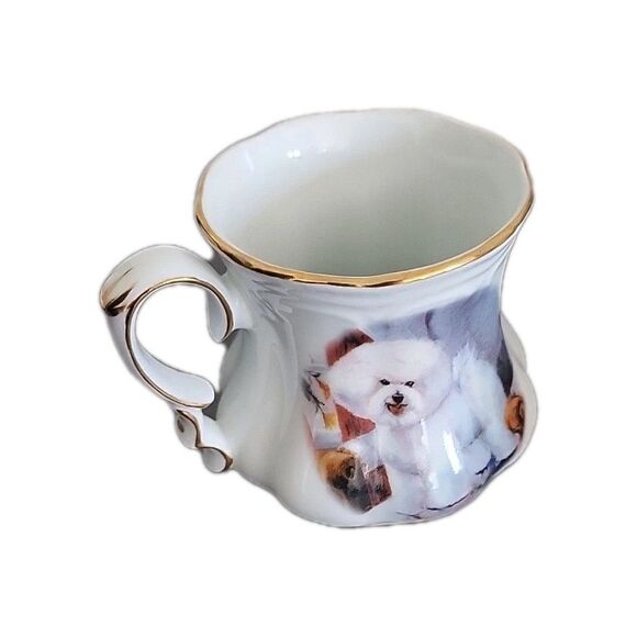 FIELDER KEEPSAKES Coffee/Tea Cup Fine Porcelain Bichon Frise Gold Edge 4" x 5" - Picture 3 of 9